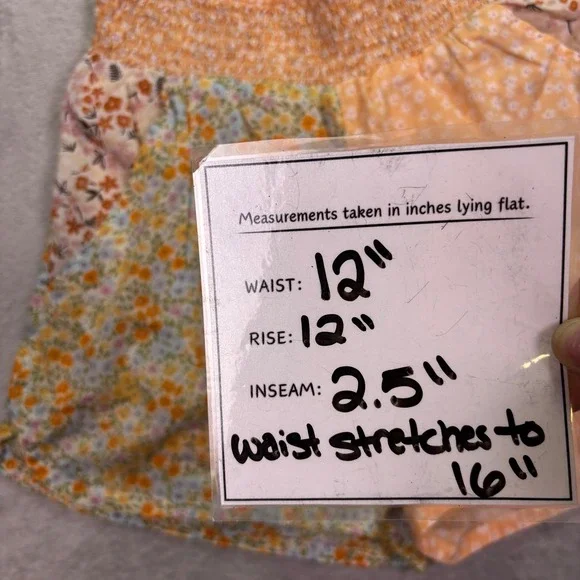 NWT American Eagle Women Shorts S Orange Floral Patchwork Smocked Waist 7195-800 - Picture 4 of 11